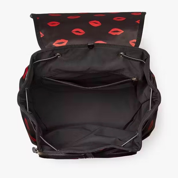 "SOLD" - Kate Spade Black and Red Lip Print Backpack - Picture 4 of 6